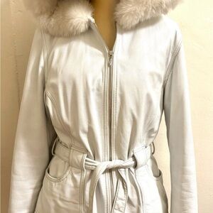 Wilson’s White Leather Hoodie Jacket Size Large